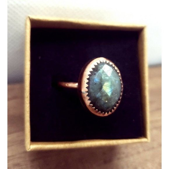 Labradorite crystal Ring size 6 handmade copper metalwork
